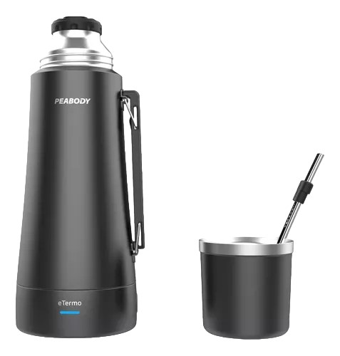 TERMO ELECTRICO MARCA PEABODY ET1001N E- TERMO 1LT+ MATE Y BOMBILLA COLOR NEGRO