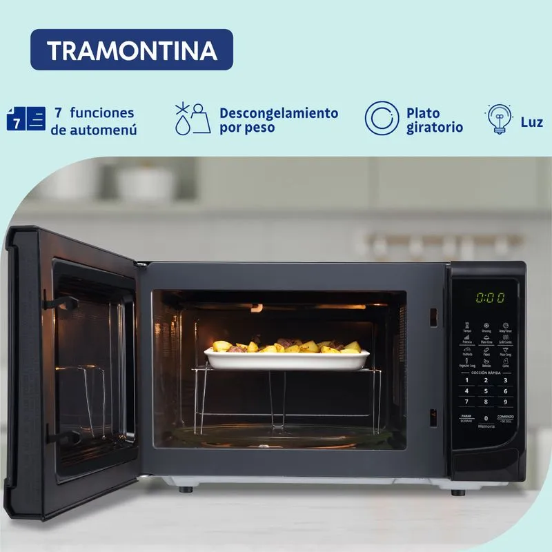HORNO MICROONDAS TRAMONTINA GLASS COOK 28 LTS 