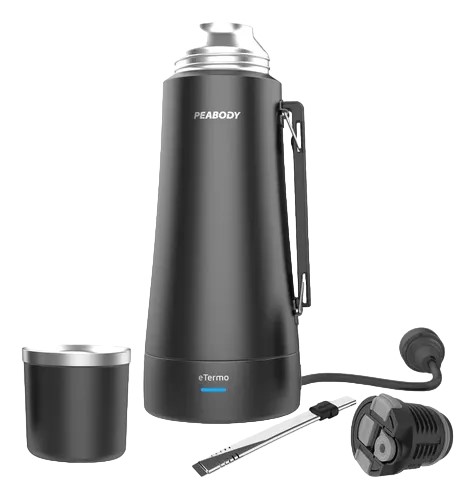 TERMO ELECTRICO MARCA PEABODY ET1001N E- TERMO 1LT+ MATE Y BOMBILLA COLOR NEGRO