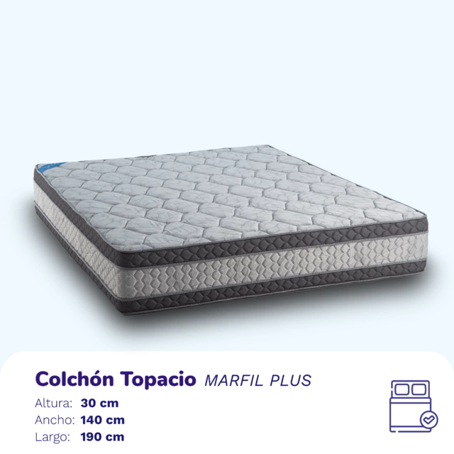 COLCHON TOPACIO MARFIL PLUS 190x140x30cm (2 1/2 PLAZAS)