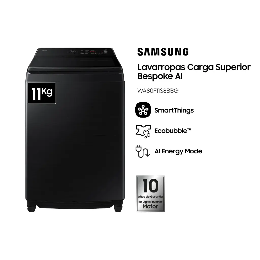 LAVARROPAS SAMSUNG CARGA SUPERIOR 11KG BLACK 