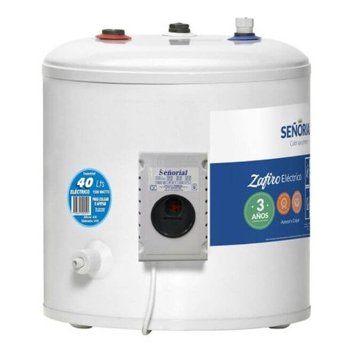 TERMOTANQUE SEÑORIAL ZAFIRO 40LTS ELECTRICO  CARGA SUPERIOR