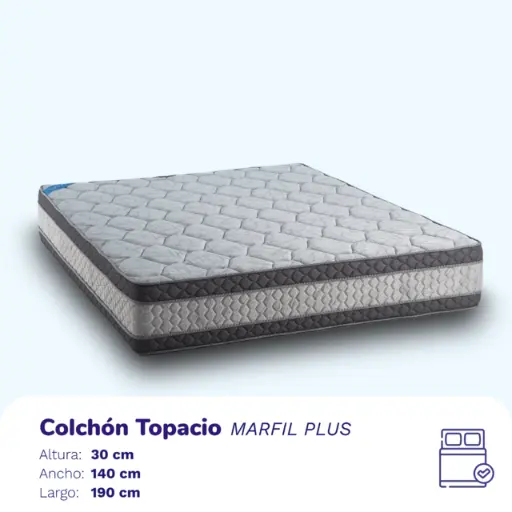 COLCHON TOPACIO MARFIL PLUS 190x140x30cm (2 1/2 PLAZAS)
