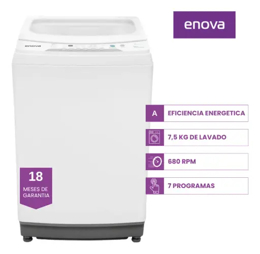 LAVARROPAS ENOVA CARGA SUPERIOR 7.5KG 
